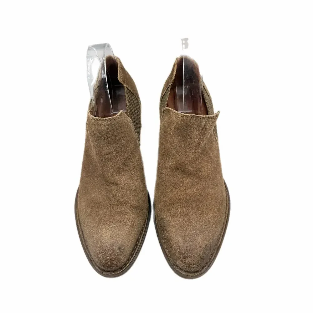 Born NWOB Dallia Pull On Block Heel Suede Distressed Brown Low Ankle Booties - Picture 3 of 10